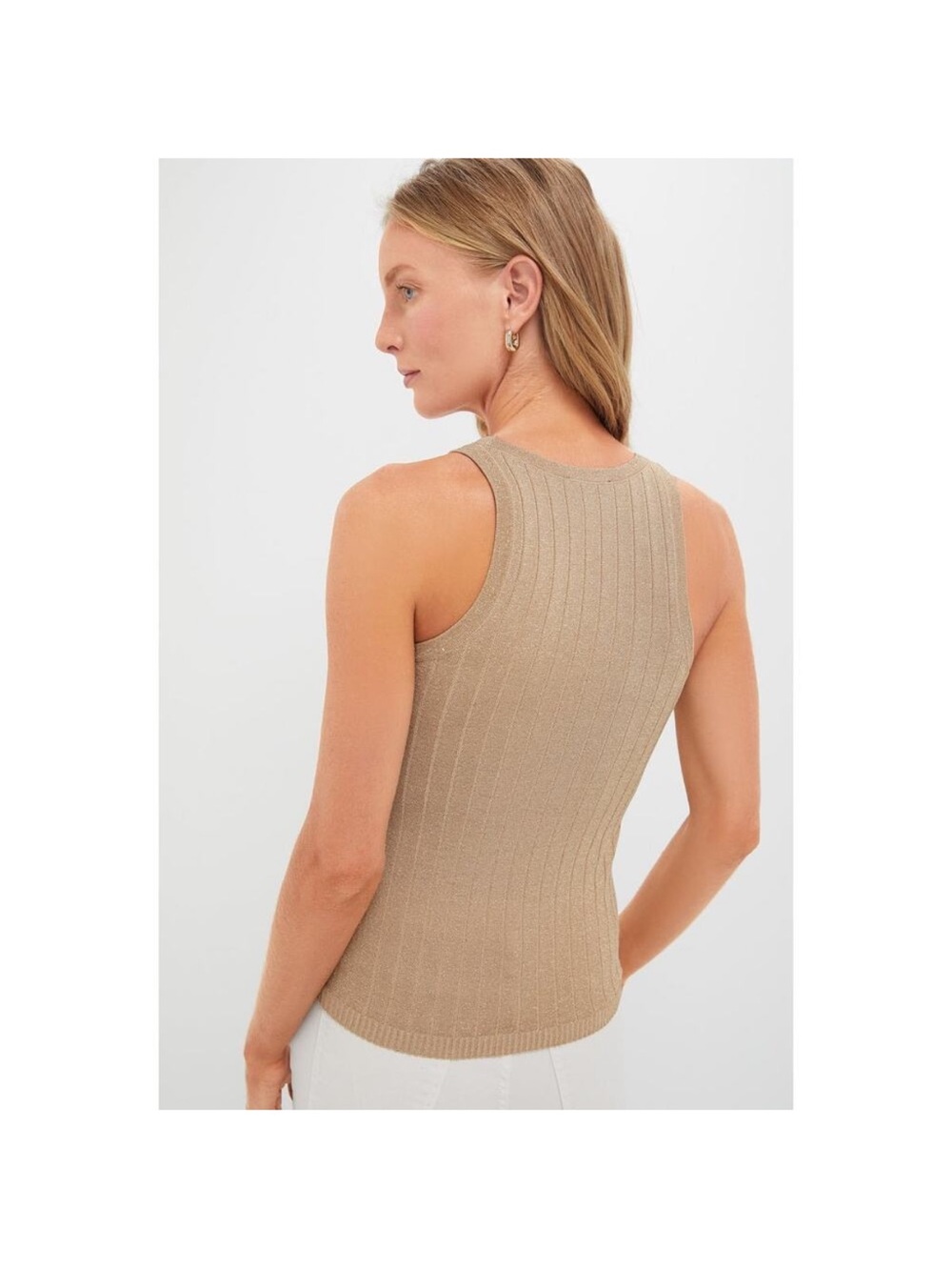 Tuckernuck Metallic knit Ari sleeveless tank top Large L gold - Picture 2 of 9